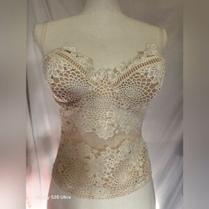 Victoria's Secret Cream Lace Bustier Chemise Top